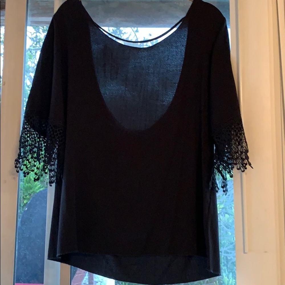 For Love and Lemons Backless Black Blouse